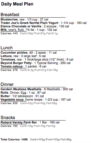 Meatless 1500 1 shake 1 bar day 3